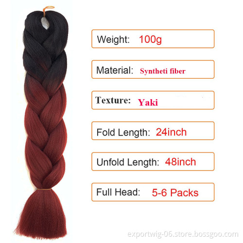 Jumbo Braiding Hair Extensions Yaki Straight Solid And Mixed Color Synthetic Fiber Braid 24 Inch 100 g For Men And Women